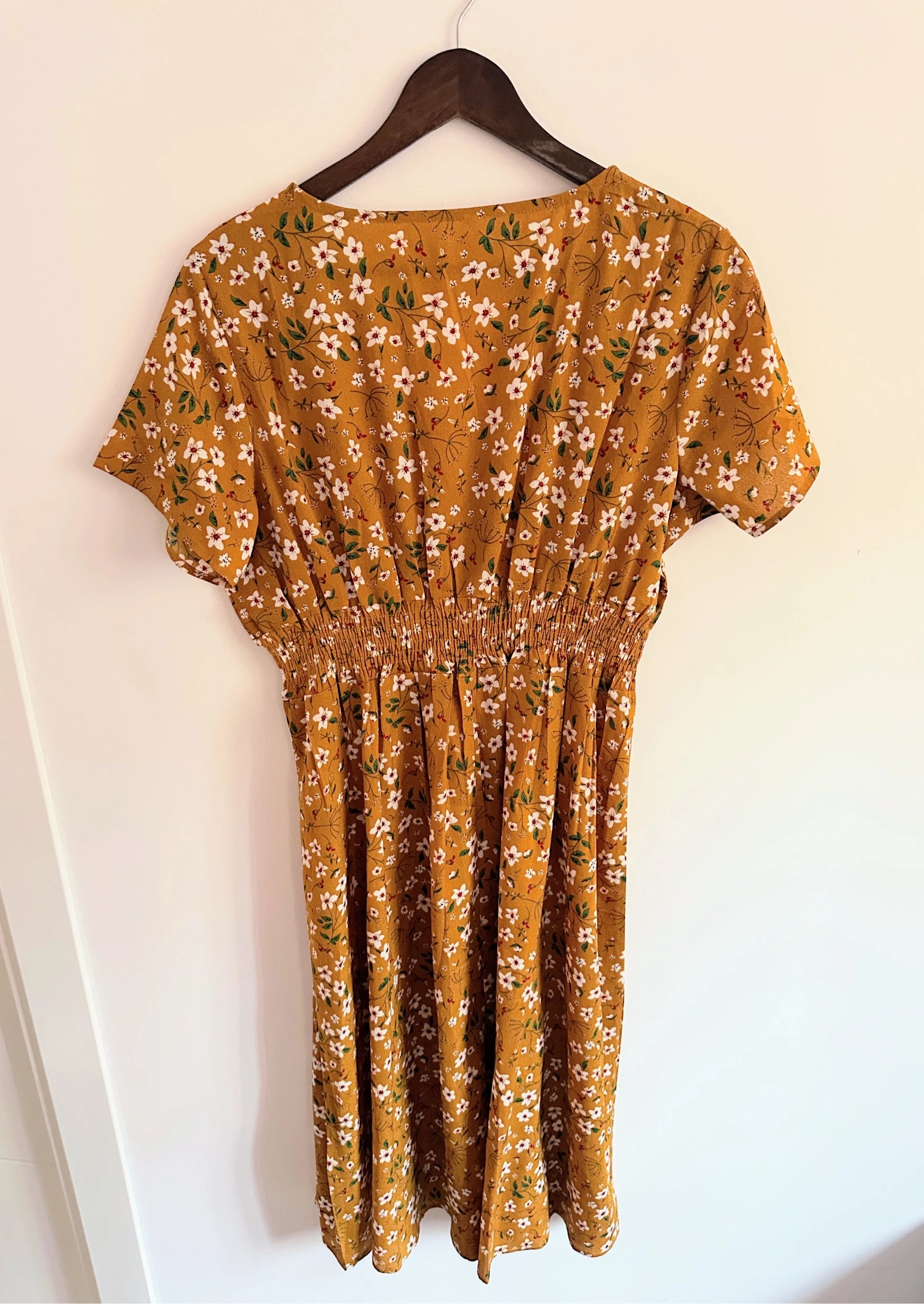 Mustard floral boho-style midi dress - Basic bohemian size XL – photo 6